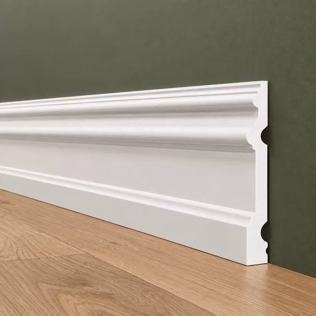 pacco da 112ML di Battiscopa RESISTO in polimeri extracompatti mod. MAGNIFICO Bianco mis. 120x15mm