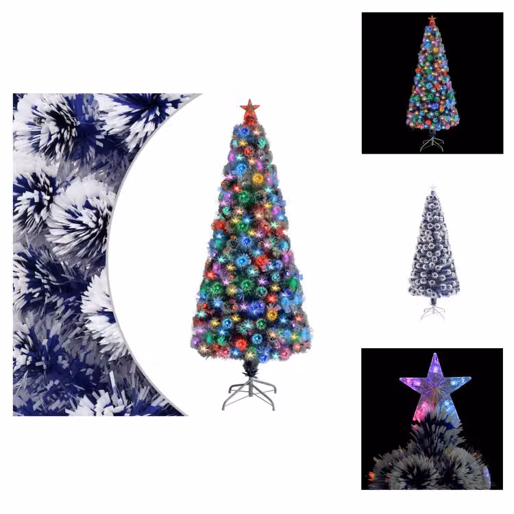 vidaXL Albero di Natale artificiale con illuminazione 180 cm in fibra di vetro - Alberi di Natale