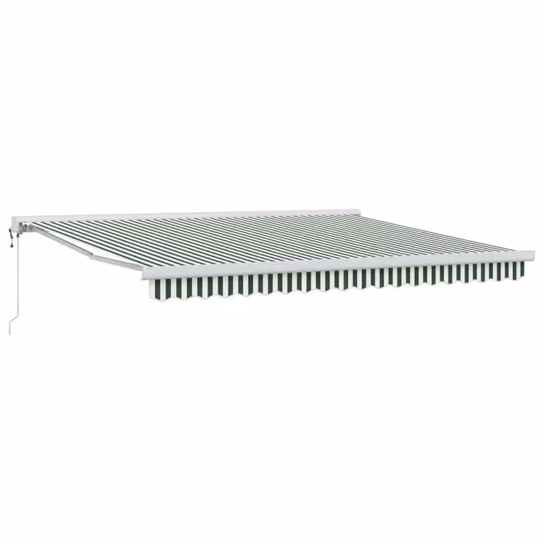 Tenda retrattile vidaXL con bracci pieghevoli in metallo e tessuto in poliestere, Verde e Bianco, L: 400 cm, P: 300 cm