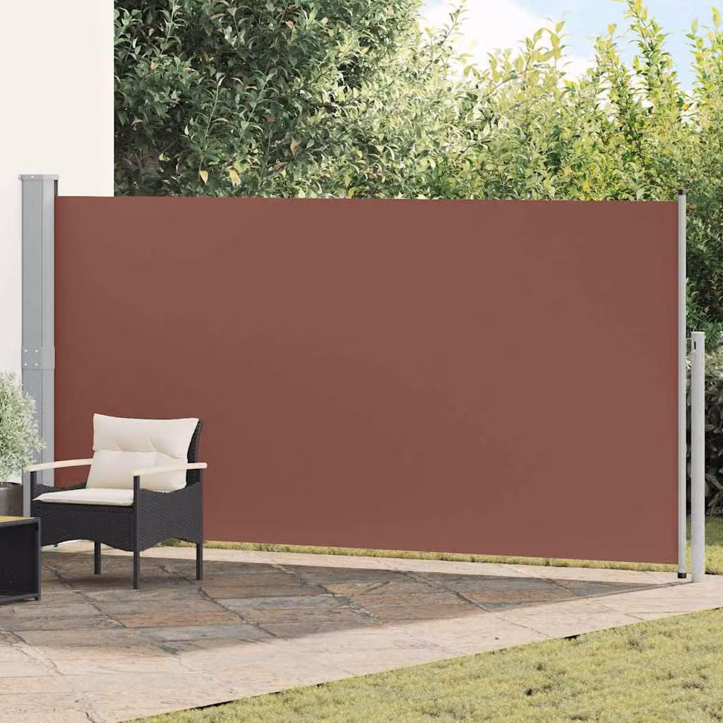 Tenda da Sole Laterale Retrattile vidaXL in Poliestere e Acciaio, Marrone, L: 500 cm, H: 160 cm
