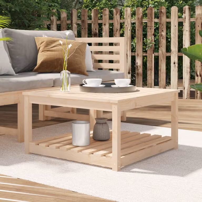 vidaXL Tavolo da Giardino Quadrato in Legno di Pino Beige L/P/H: 82,5 x 82,5 x 45 cm