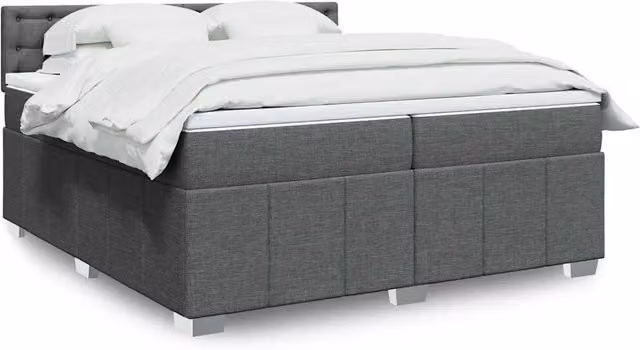 Letto Ibrido vidaXL con Giroletto a Molle e Materasso Grigio e Bianco L/P: 200 x 200 cm – 1