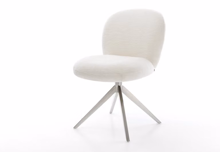 DELIFE Sedia girevole Nube-Flex Bouclé Soft Beige Telaio a croce largo Acciaio inox Girevole a 360° Funzione dondolo Anima a molla tascabile