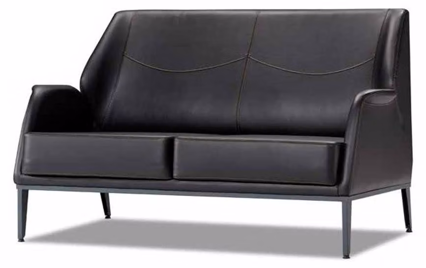 Luxuriöse Schwarze Ledercouch Designer Polstermöbel Moderner Zweisitzer