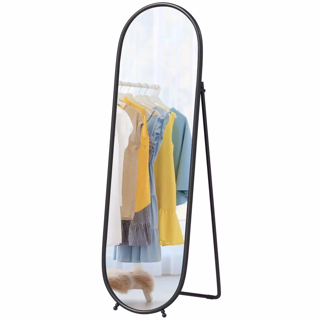 Specchio ovale Zephmum con supporto in metallo nero L: 40 cm, H: 160 cm – 2