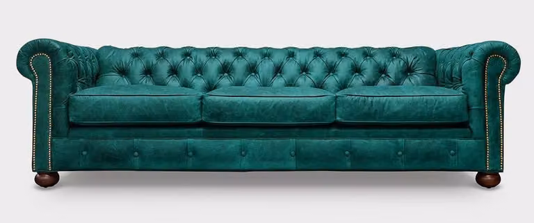 Sofa 3 Sitzer Grün Ledersofa Couchen Couch Chesterfield Garnitur Leder