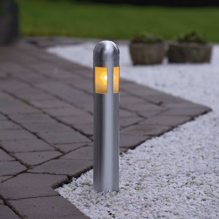 Konstsmide Set 3 lampioni LED Amalfi con picchetto, Alluminio / Grigio / Zincato, Acciaio Inox, Moderno, Lampada LED da esterni