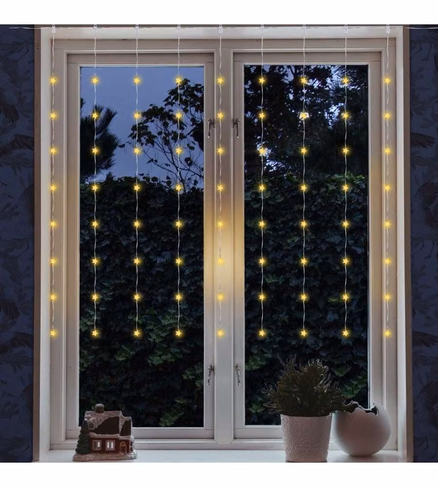 Lumineo Tenda Luminosa 72 LED Bianco Caldo con Timer - 120x120 cm