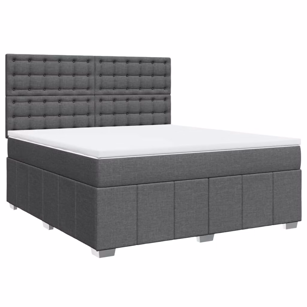Giroletto a Molle con Materasso Grigio Scuro 180x200 cm Tessuto