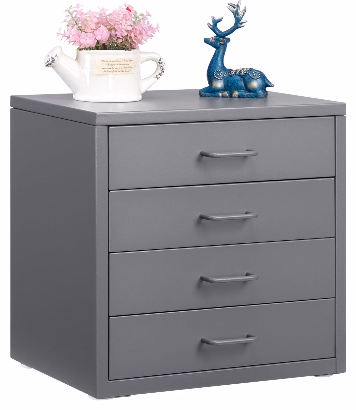 Bureaulade 4 cassetti - Metallo grigio - Altezza 35 cm - Organizzatore da scrivania