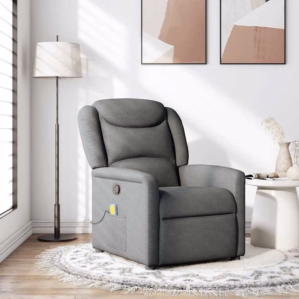 vidaXL Poltrona Relax Reclinabile Moderna in Tessuto Grigio con Braccioli