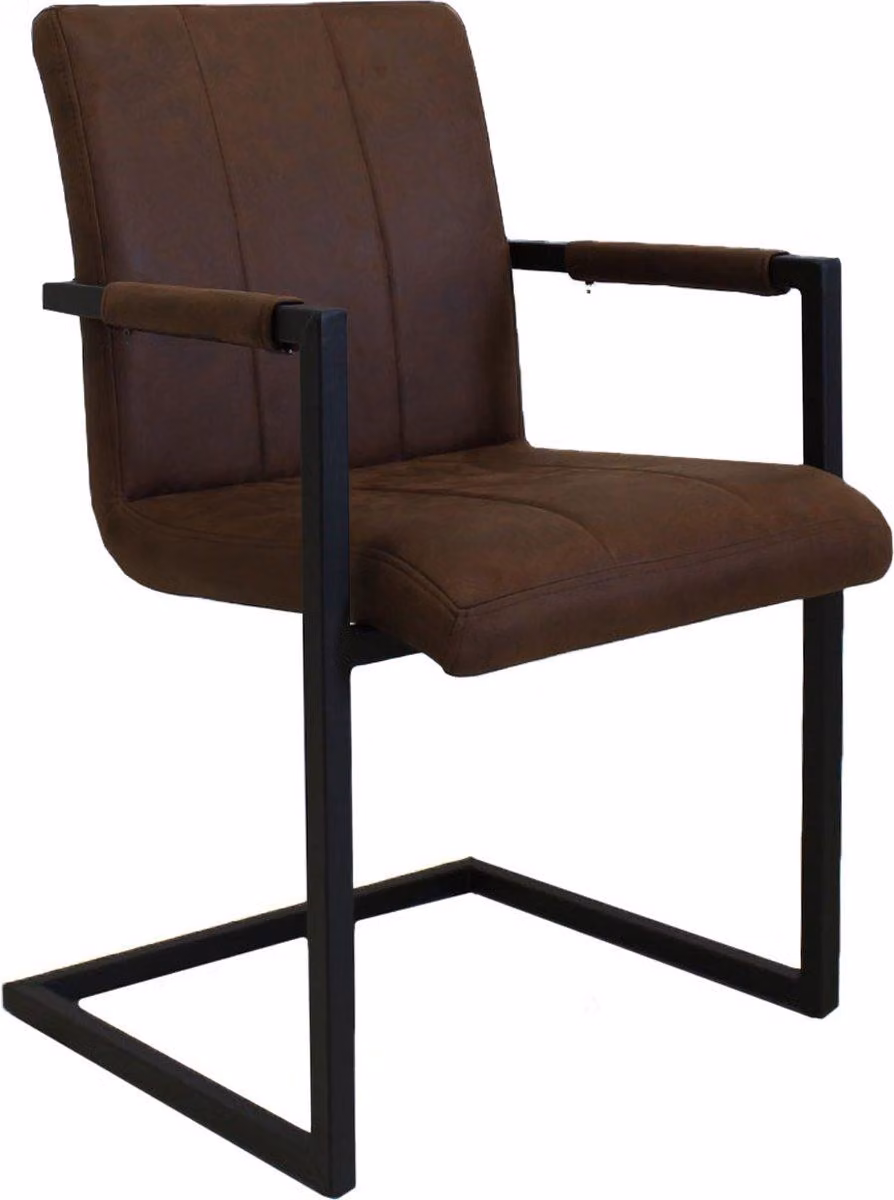 Sedia Happyment per sala da pranzo Farlo - microfibra marrone - gambe in metallo - altezza seduta 46 cm - 1 pezzo