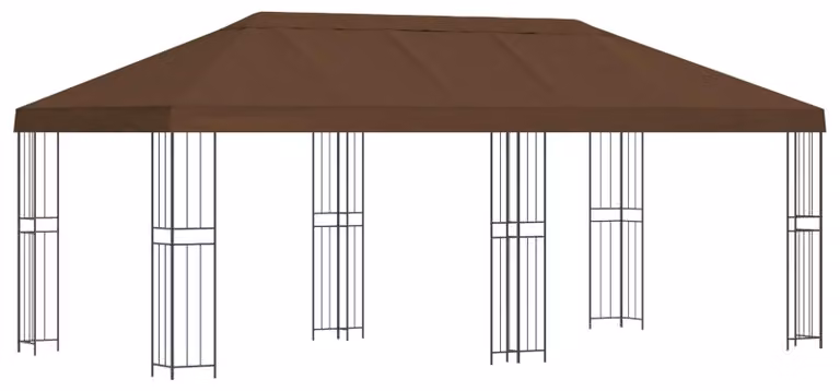 Gazebo con pareti laterali 6 x 3 m Marrone Poliestere e Acciaio
