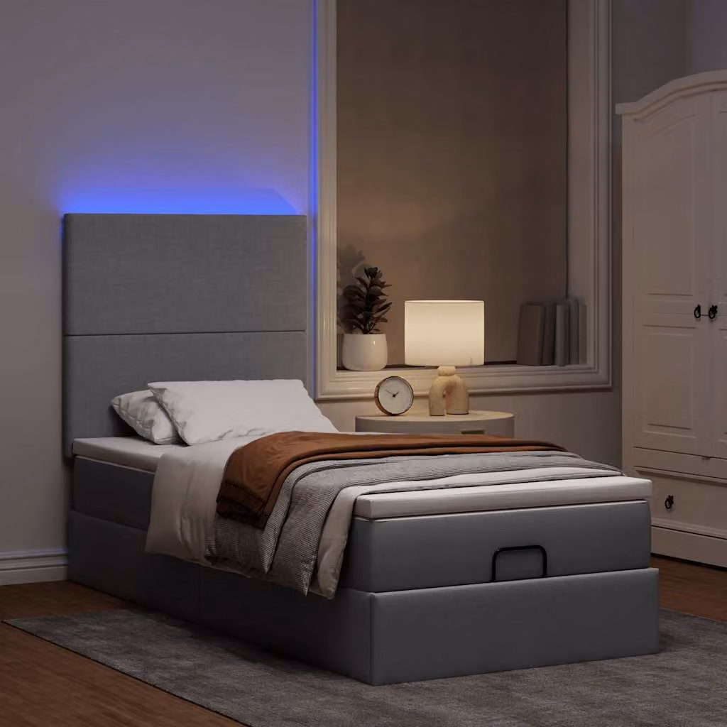 Maison Exclusive - Pouf Letto con Materasso e LED Grigio Chiaro 80x200cm Tessuto