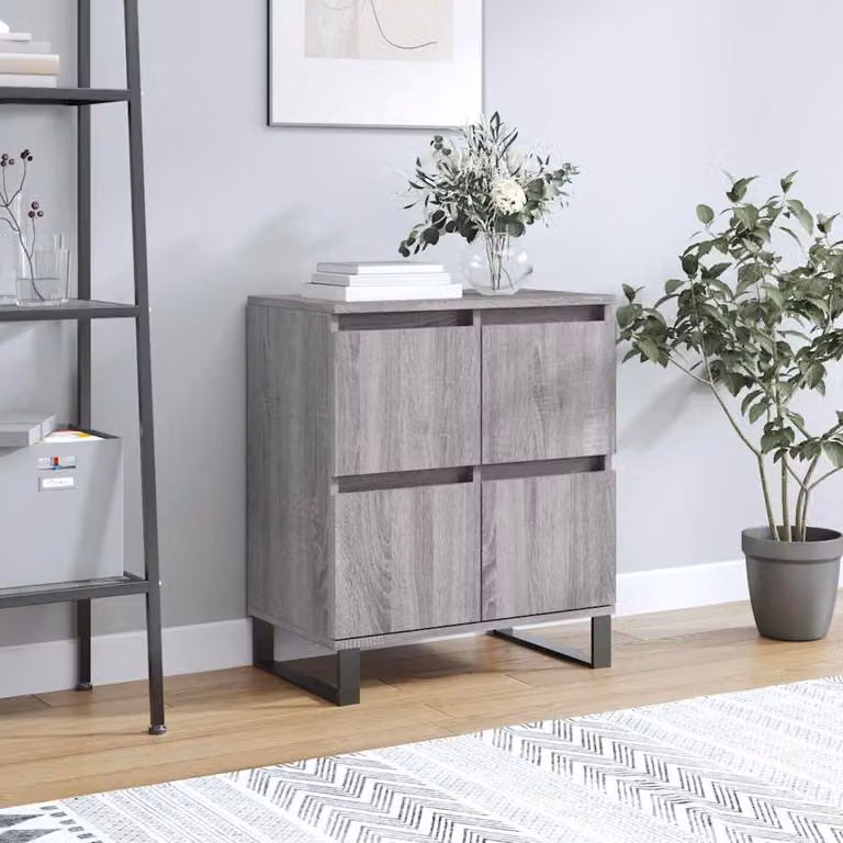 Credenza moderna vidaXL in legno multistrato e metallo, Grigio Sonoma, L: 60 cm, P: 35 cm, H: 70 cm