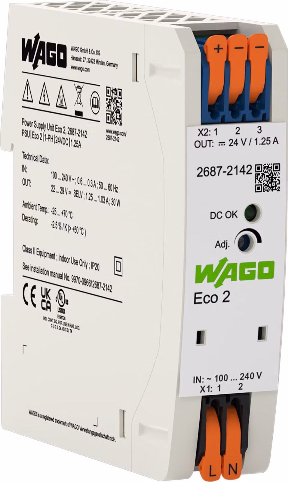 Alimentatore compatto WAGO ECO 2687-2142 - Alimentatore efficiente da 24 V per Sch