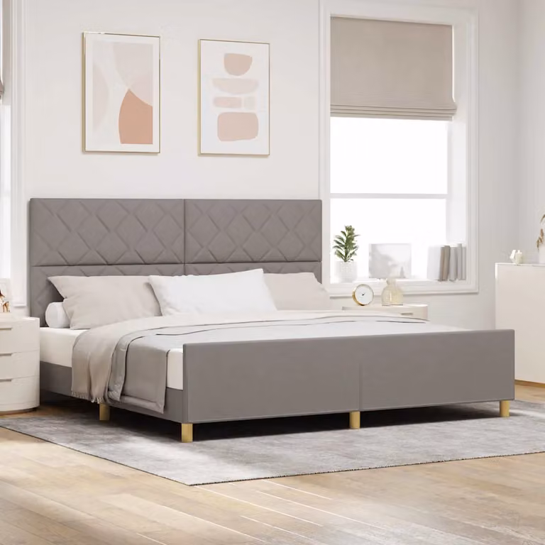 vidaXL Struttura letto con testiera Talpa in tessuto e legno, L/P/H: 200 x 200 x 128 cm