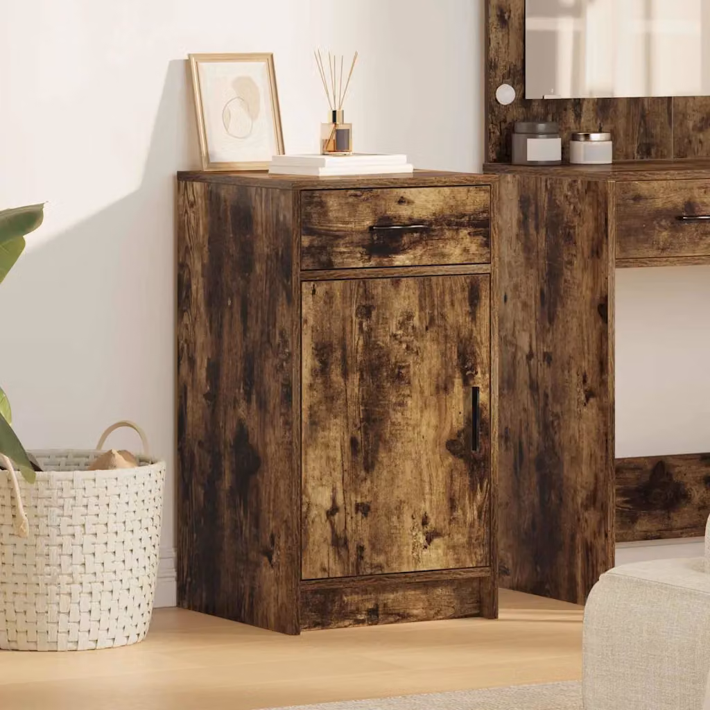 Credenza moderna vidaXL in legno ingegnerizzato color rovere fumé, L: 40 cm, P: 40.5 cm, H: 75 cm