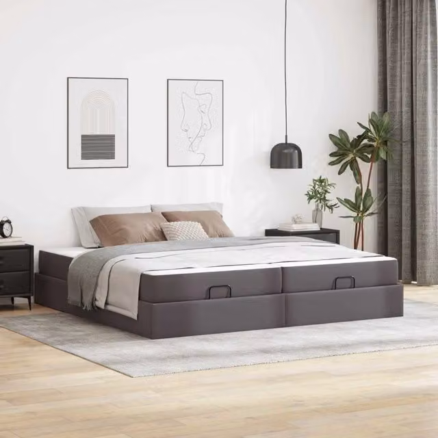 Letto matrimoniale con materasso in schiuma vidaXL Grigio L: 100 cm, P: 200 cm, H: 203 cm