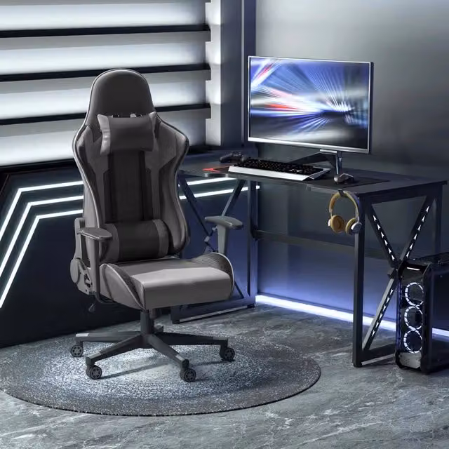 Sedia da ufficio gaming ergonomica girevole Minimal in similpelle nero L: 67,5 cm, P: 74 cm, H: 126-136 cm