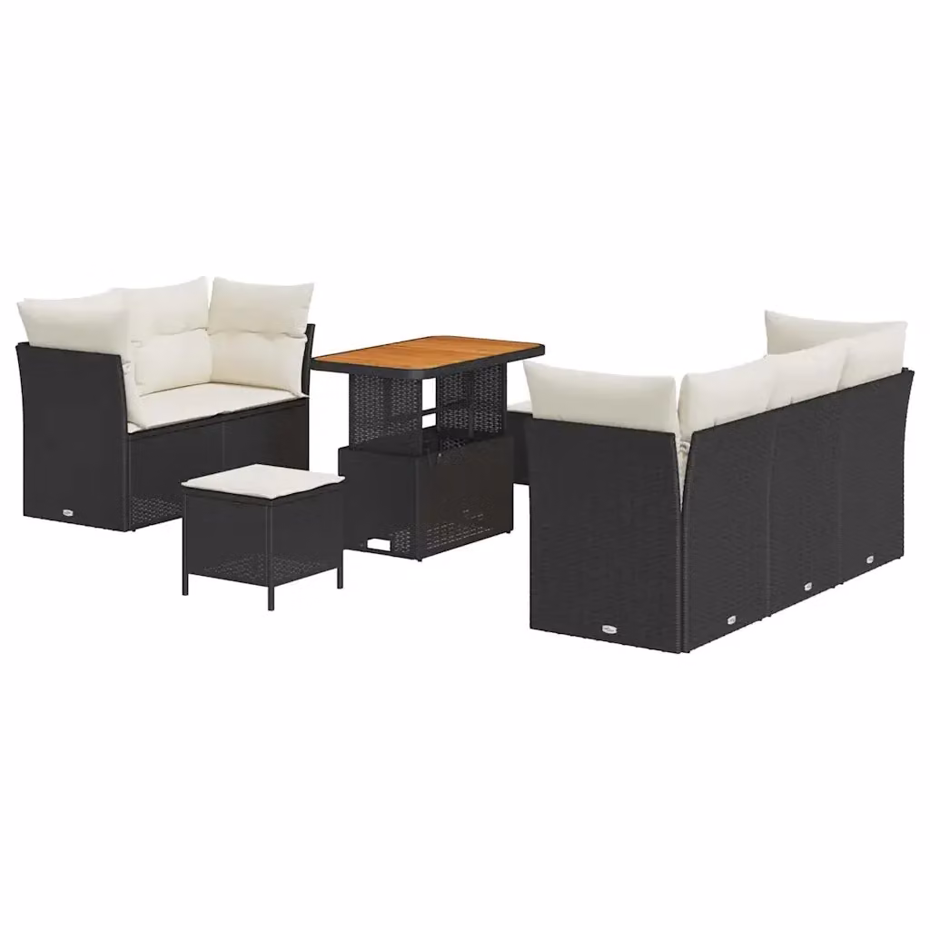 Set Divano da Giardino Moderno vidaXL 8 Pezzi Nero con Cuscini e Tavolino in Metallo e Polyrattan – 2