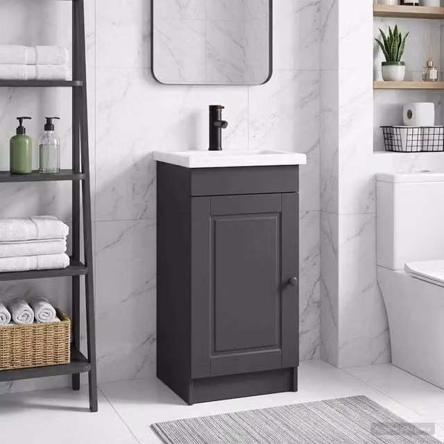 Mobile da bagno moderno vidaXL con lavabo nero opaco L: 42 cm, P: 40 cm, H: 84,5 cm – 1