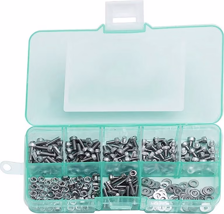 Set bulloni M2, dadi e rondelle, 250 pezzi