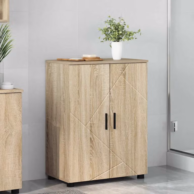 Mobile da bagno moderno vidaXL in rovere con ante a battente, L: 60 cm, P: 35 cm, H: 80 cm