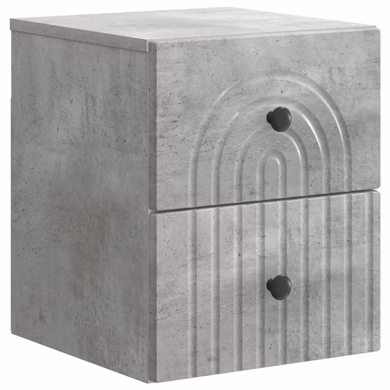 Mobiletto da notte a muro Grigio Cemento 33 x 34,5 x 40 cm