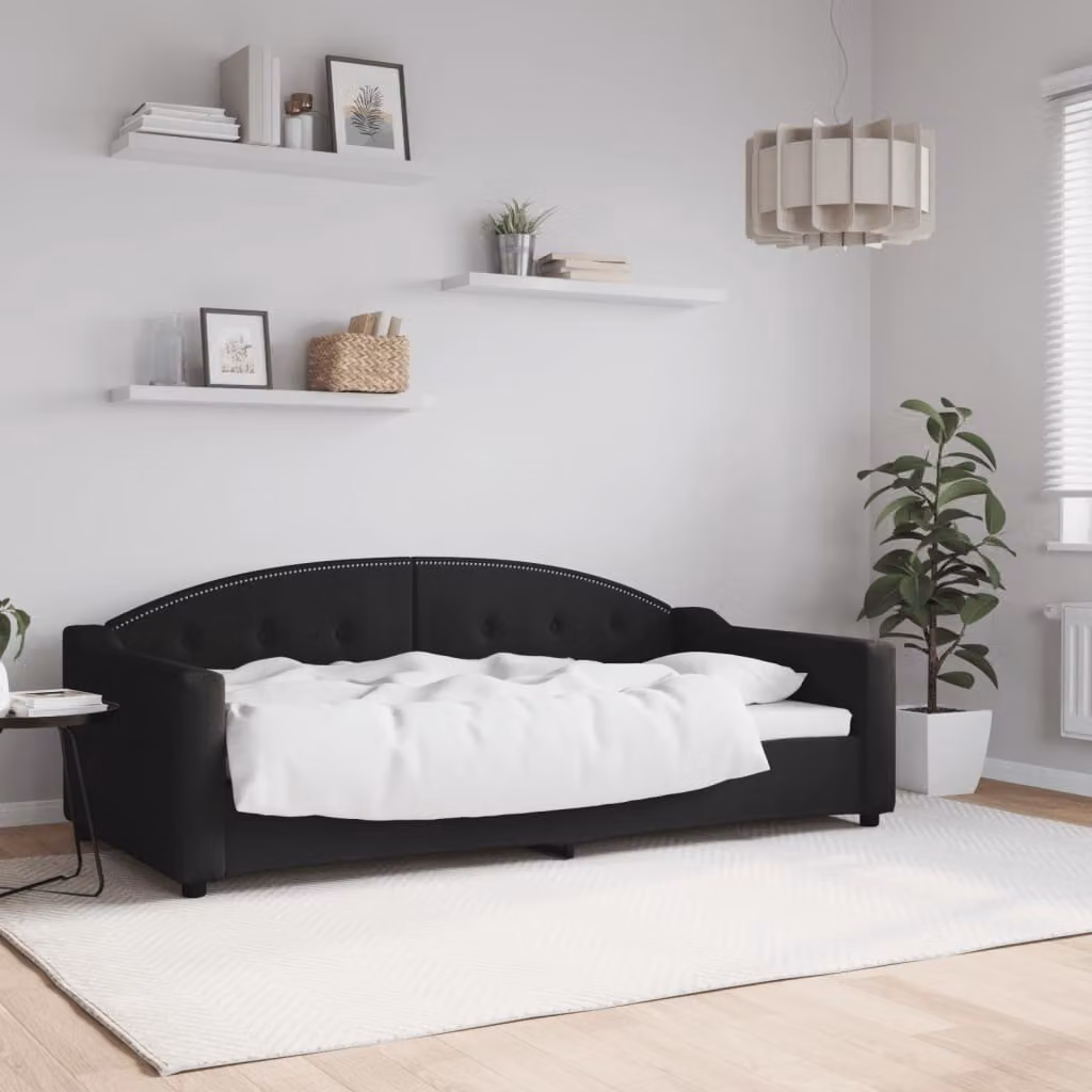 Maison Exclusive - Letto a giorno nero, 90x190 cm, rivestito in tessuto