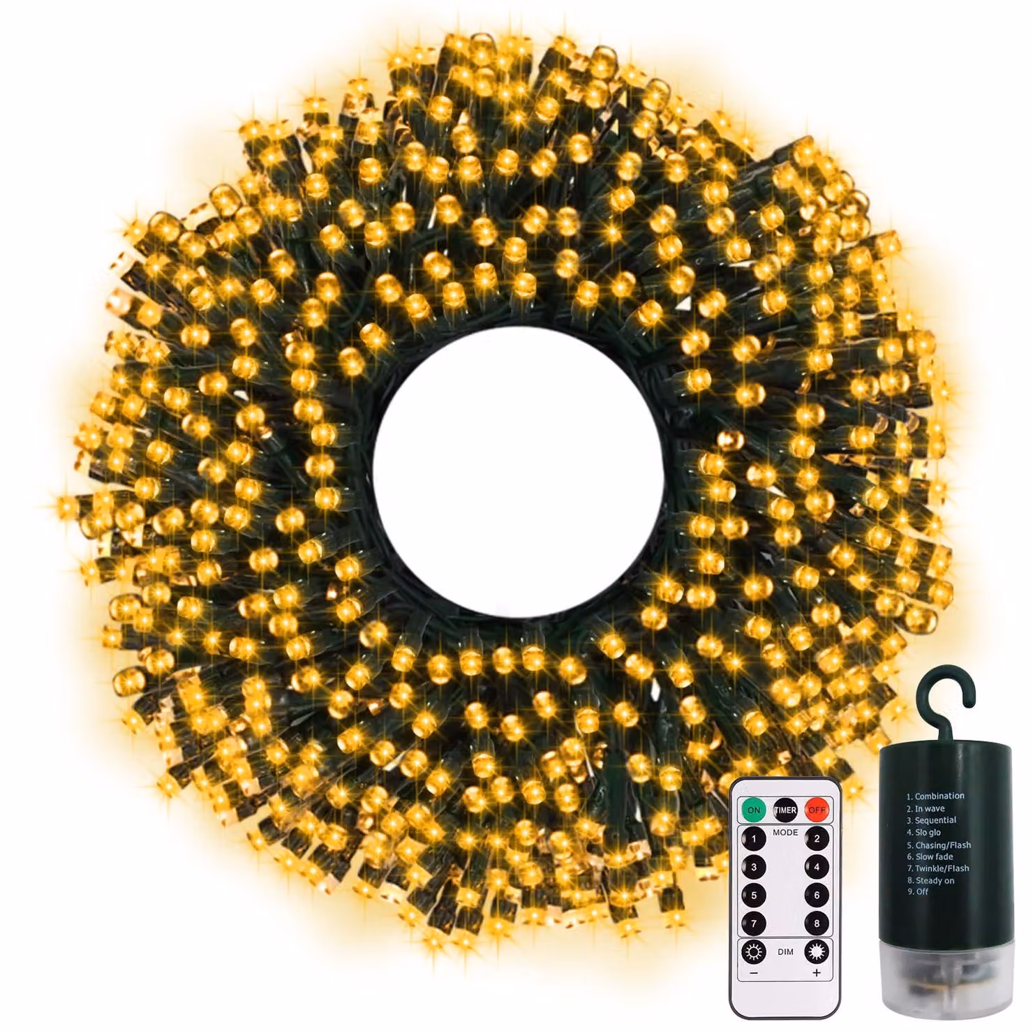 Catena luminosa da 20 metri, con 200 LED, alimentata a batteria, luce bianco caldo, grado di protezione IP65