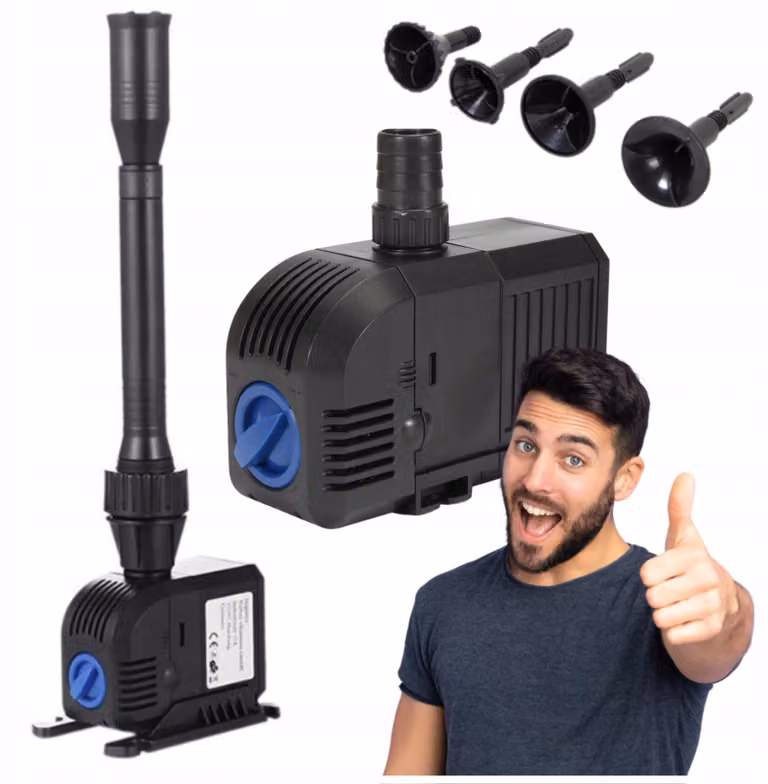 Pompa per acquario e laghetto con filtro a spugna, fontana 600 L h, sollevamento acqua 1,3 m