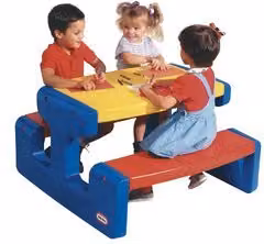 Tavolo da picnic con panche Little Tikes per bambini, multicolore (blu, rosso, giallo)