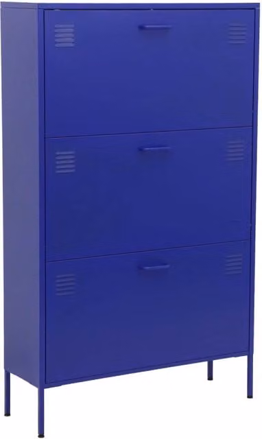 Scarpiera industriale in metallo, 3 ante, blu elettrico