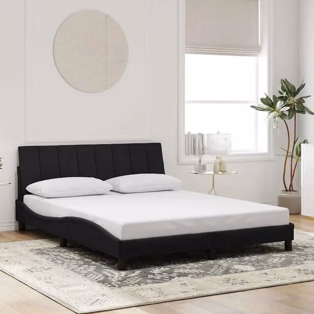 Giroletto senza Materasso-Struttura Letto Hanko Nero 160x200 cm in Velluto
