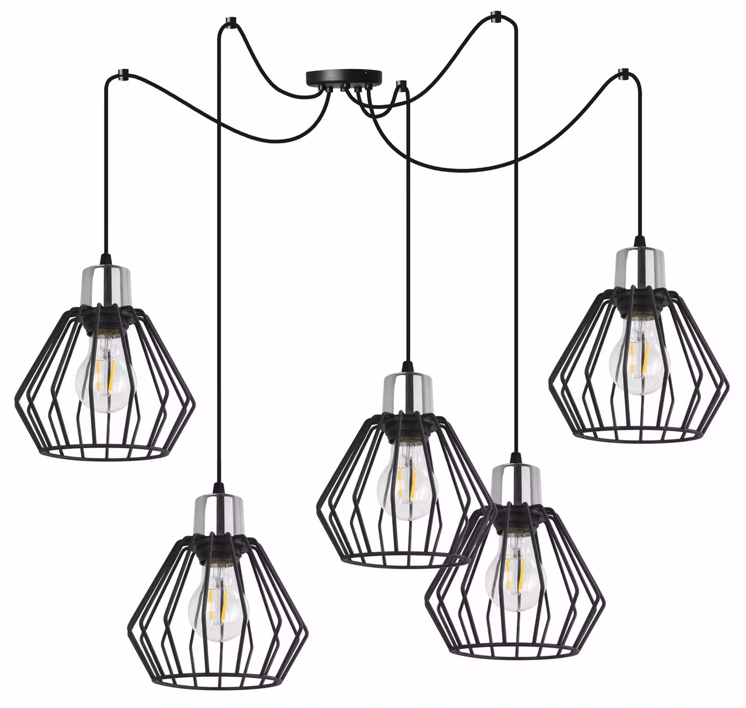 Lampada a sospensione, lampadario da soffitto, paralume in filo metallico, LED