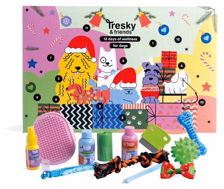 Calendario dell'Avvento per cani Tresky & Friends, composto da 12 pezzi