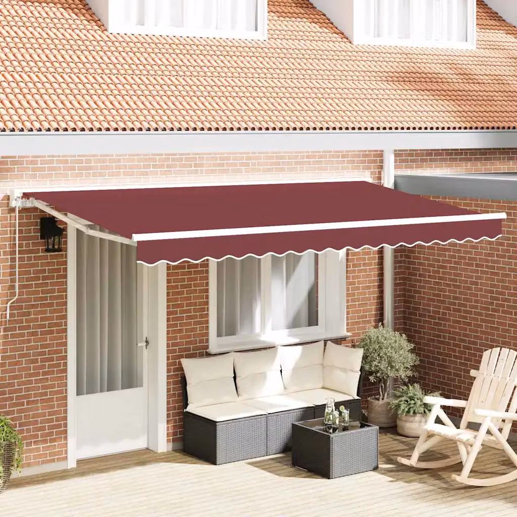 Tenda da sole semi-cassonabile motorizzata vidaXL in alluminio, Colore Rosso e Bianco, L: 350 cm x P: 200 cm