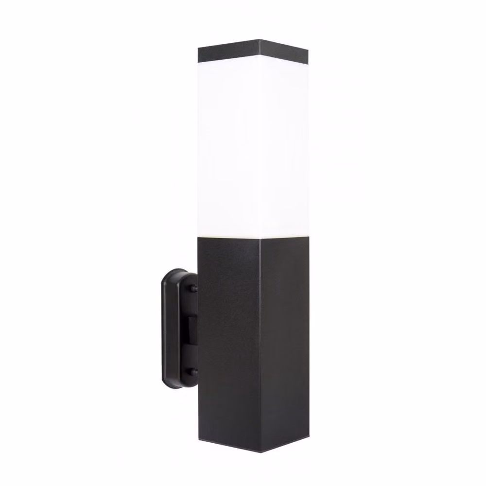 Lampada da parete esterna per giardino, 1xE27, nera, grado di protezione IP44, marca SU-MA, modello Inox SS802-A BL