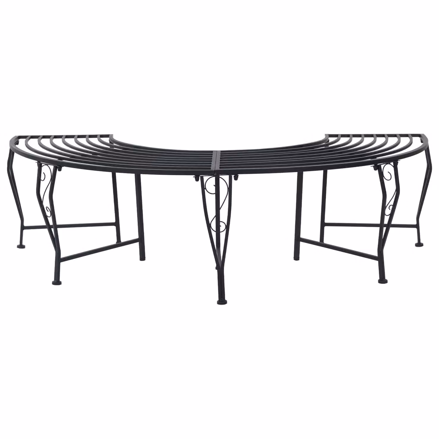 Panchina da giardino vidaXL per 4 persone in acciaio nero L: 150 cm, P: 80 cm, H: 44 cm