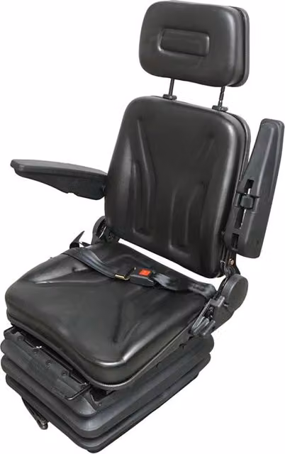 Sedile universale regolabile per peso 50-130 kg, con braccioli e schienale ribaltabile 50-90° per trattore, macchine agricole, industriali e carrelli elevatori.