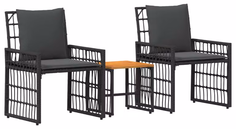Set di Mobili da Esterno 3 pcs Nero e Grigio scuro