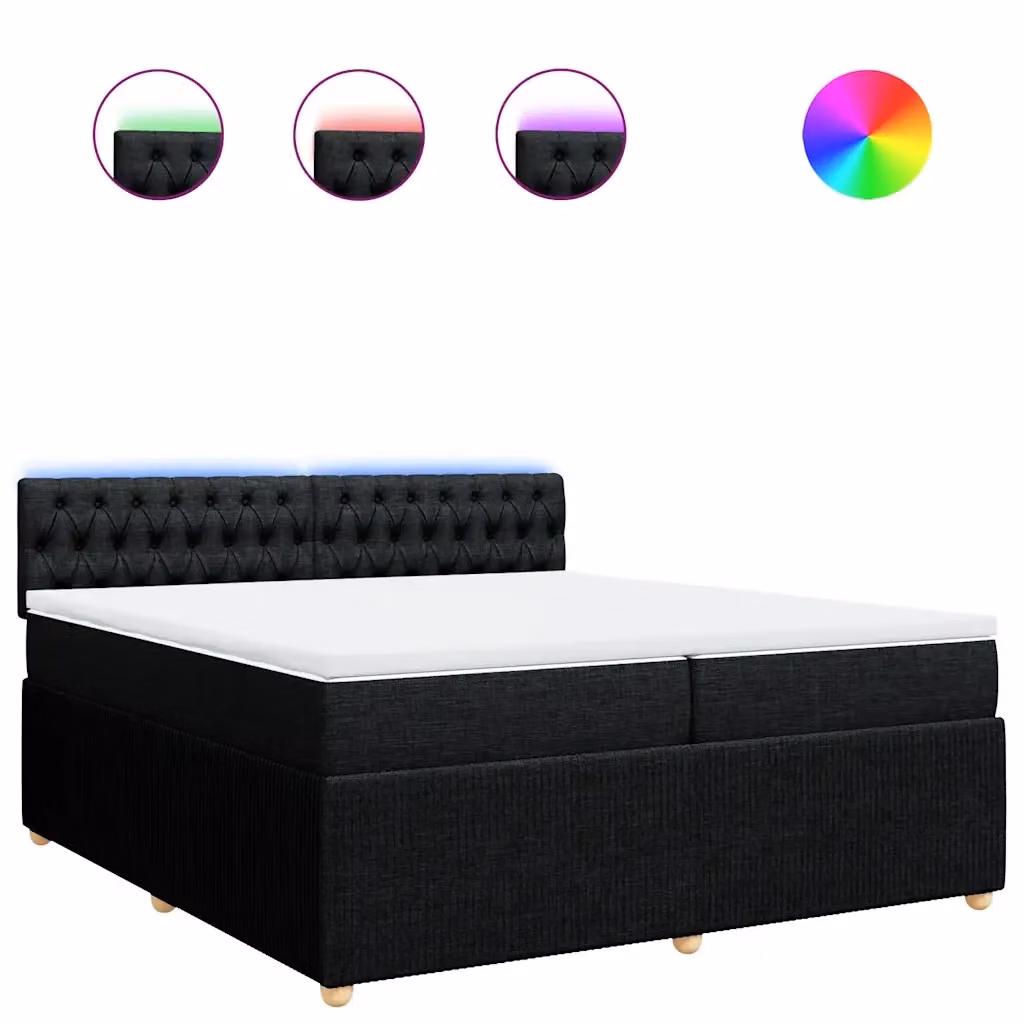 Letto Ibrido vidaXL con Materasso e Illuminazione Sotto il Letto, Bianco e Nero, L/P: 200 x 200 cm – 2