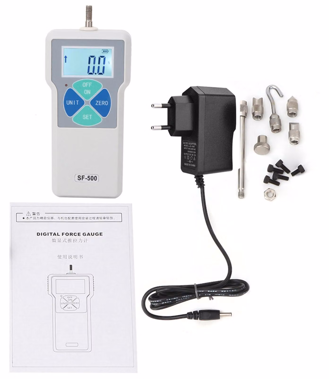 SF-500 Misuratore di forza portatile per prove di compressione e trazione - Dinamometro digitale 500 N