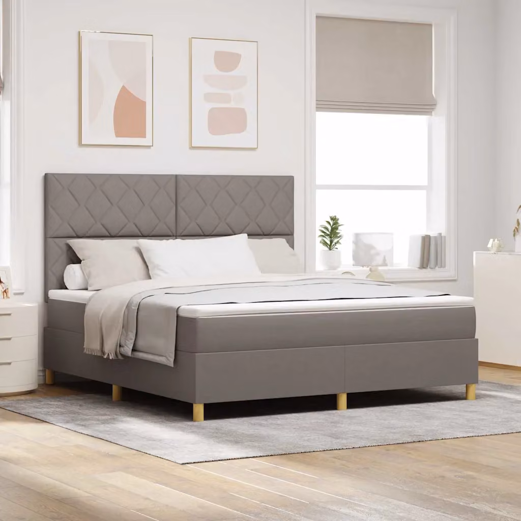 Letto a molle con testiera Talpa vidaXL in tessuto beige o grigio L/P: 180 x 200 cm