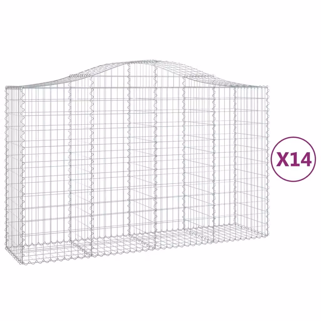 Cesti Gabbioni ad Arco 14 pz 200x50x120/140 cm Ferro Zincato