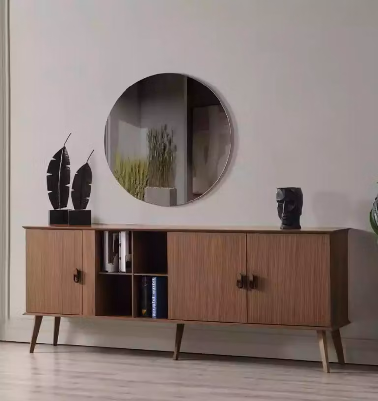 Credenza con specchio Set di cassettiere Mobili italiani 2 pezzi in legno marrone