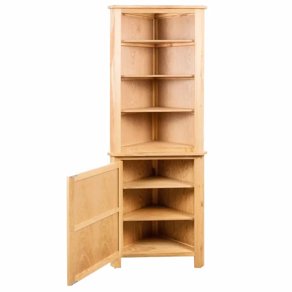 Armadietto ad Angolo a Parete vidaXL in Rovere Marrone con Ante a Battente e Ripiani Interni L/P/H: 59 x 36 x 180 cm – 2