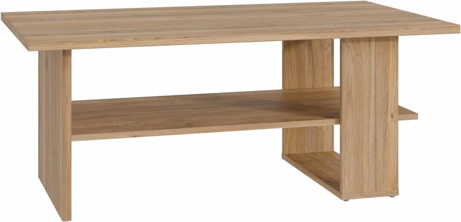 Tavolino rettangolare in rovere Mauvella, 2 ripiani, 110 x 60 x 45 cm