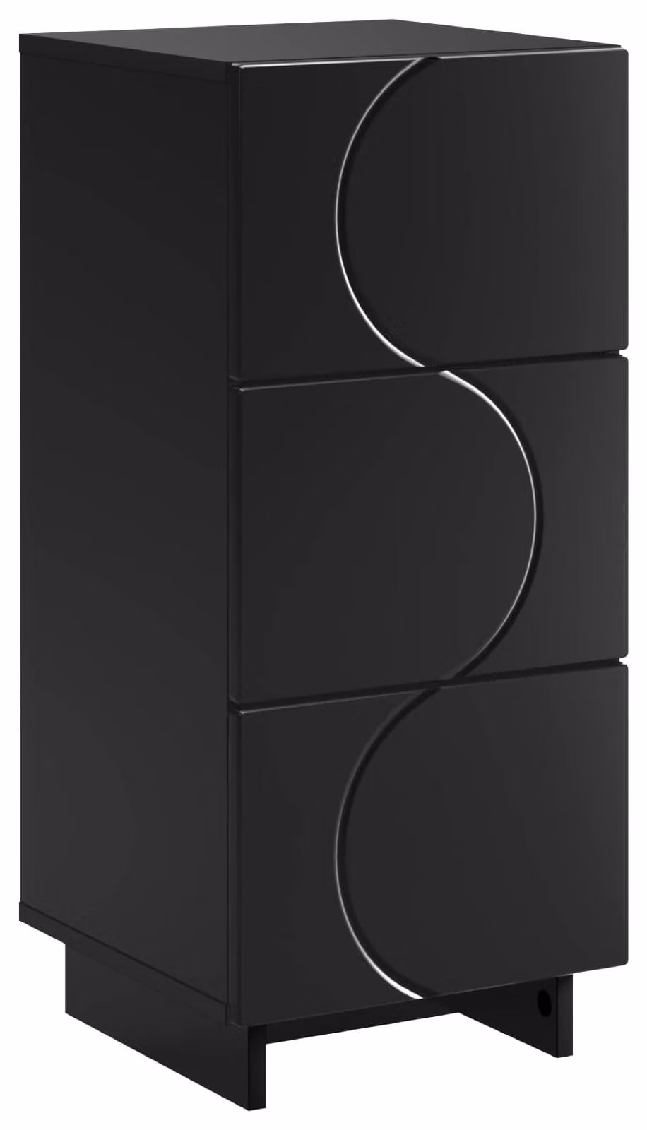 Mobile contenitore Schwarz, dimensioni 33,5 x 34,5 x 75 cm, realizzato in materiale composito di legno